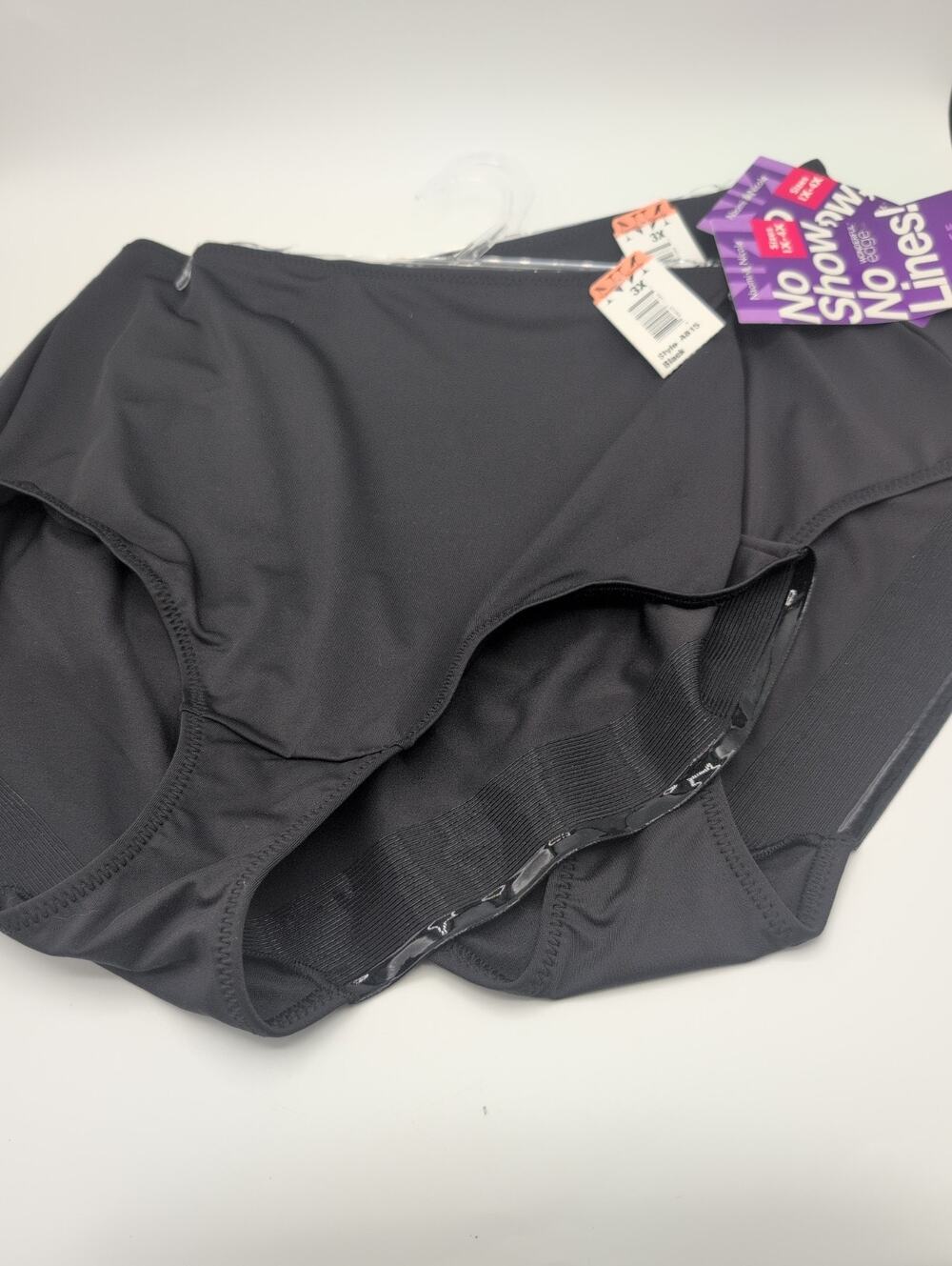 Naomi & Nicole #A815 2 Pair 3X Sizes 1X-4X NO SHOW PANTY BLACK Brief Lot Of 2